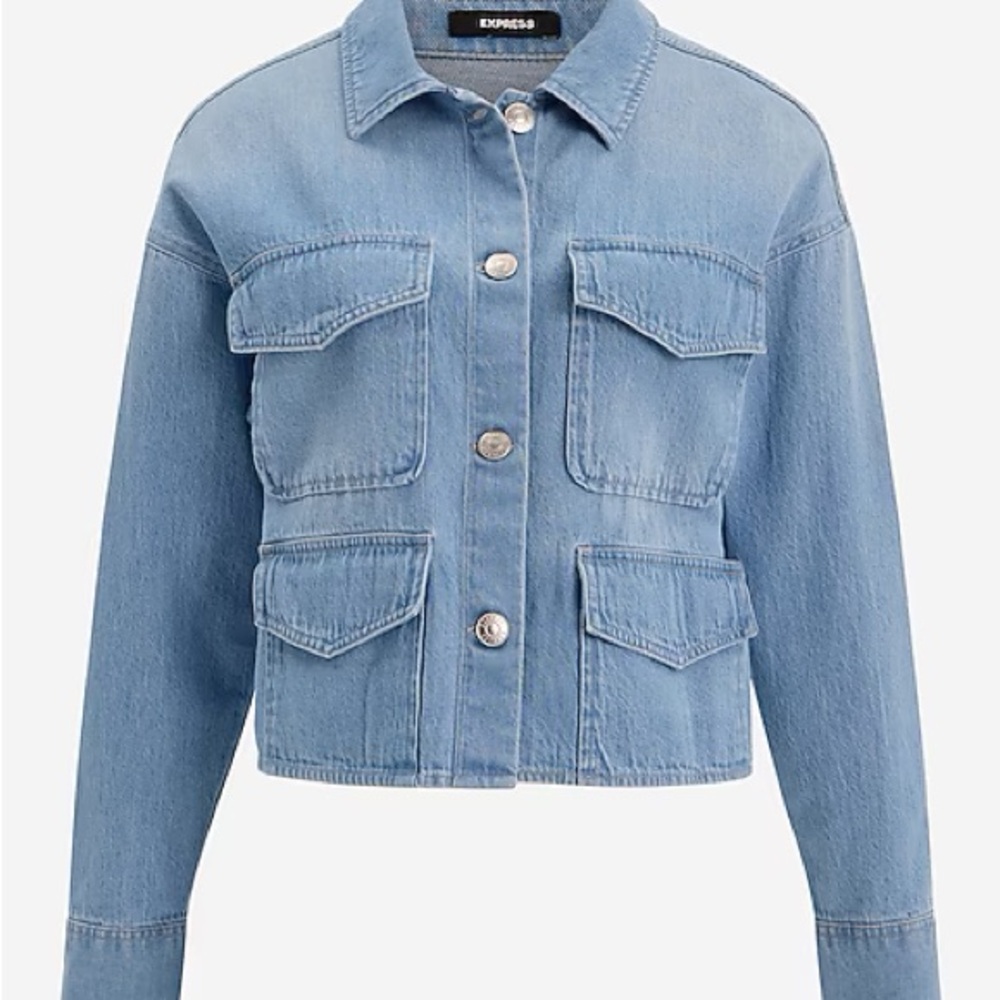 Express Denim Four Pocket Cropped Shacket